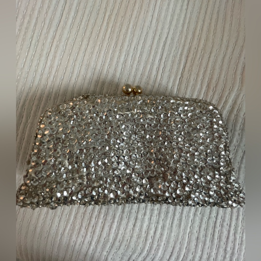 Vintage Sequin Clutch Bag | Silver and gold